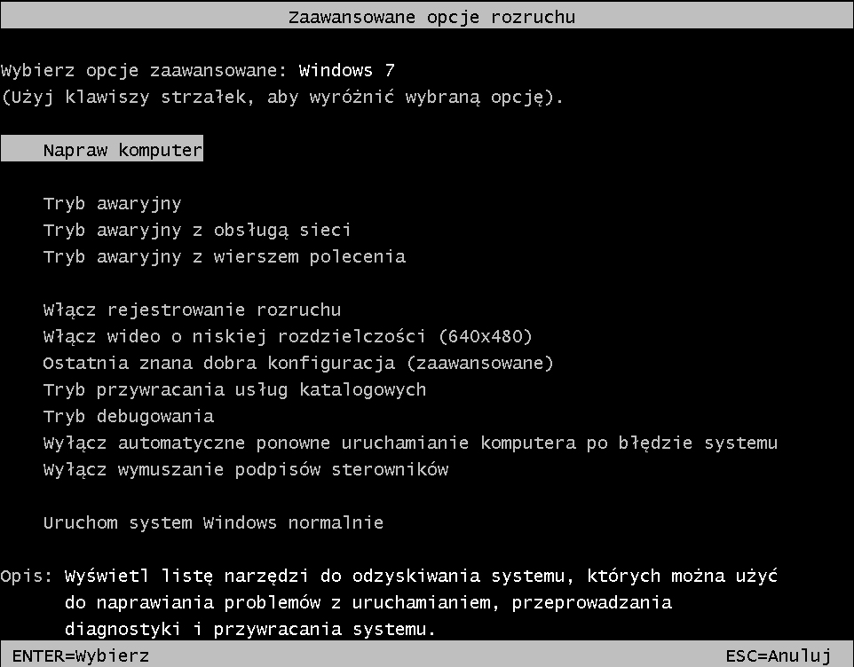 windows 7 tryb awaryjny